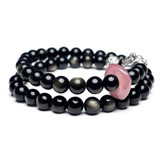 MOUNTAINS AND MANS Natural Obsidian Bracelets Unisex-2