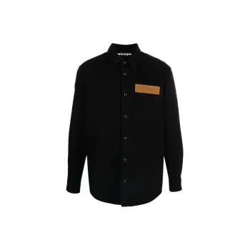 PALM ANGELS Curved Logo Denim Shirt