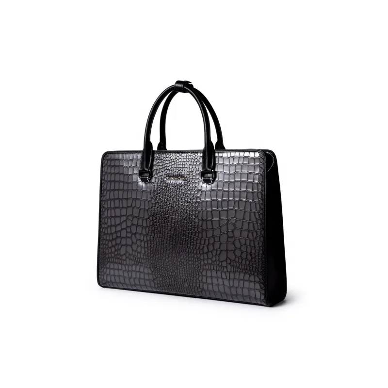 Chrisdien Deny Cow Leather Briefcase Medium Size Men's Black-2