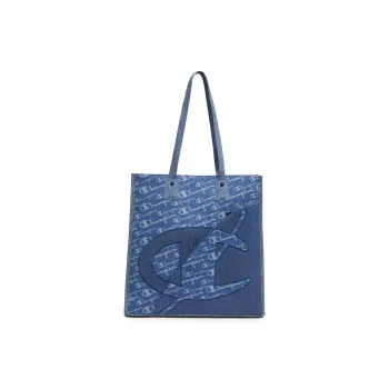 Champion Fabric Tote Bag, Shoulder Bag Unisex Light Blue Denim/Dark Blue Denim