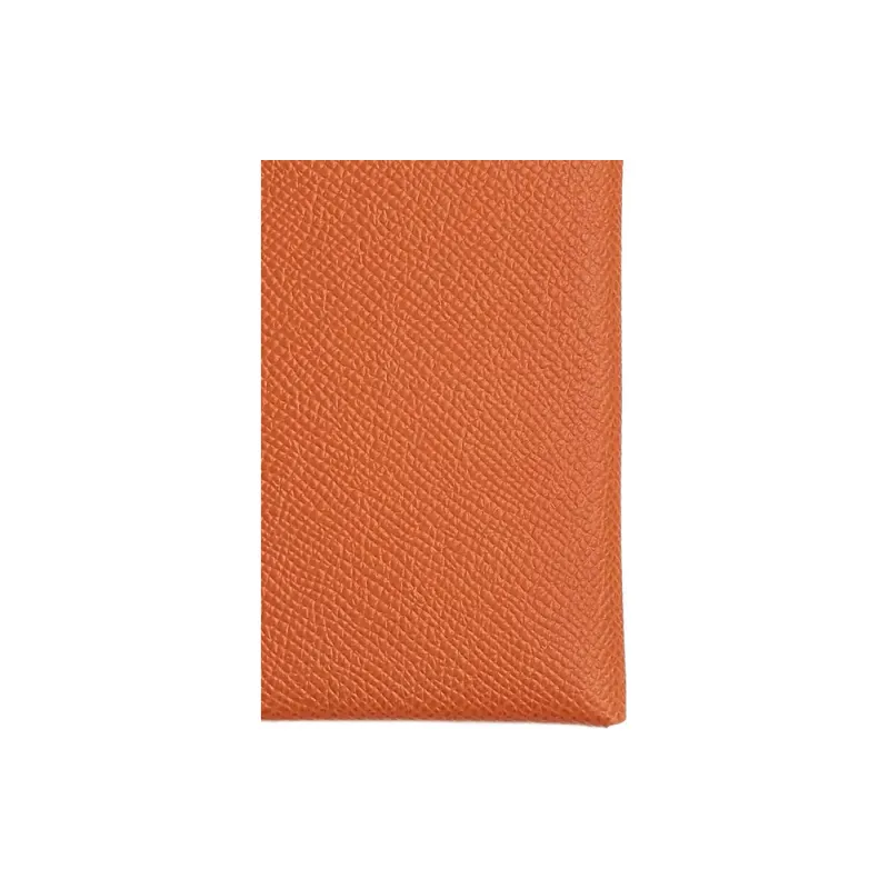 HERMES Calvi Epsom Calfskin Card Holder Mini Women's 93 Orange Orange-3