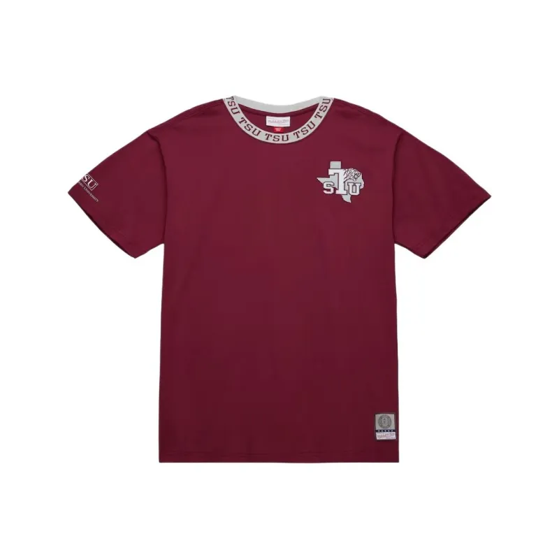 Mitchell & Ness x NCAA Texas Southern Tigers Jacquard Ringer T Shirt Men's Chestnut-0