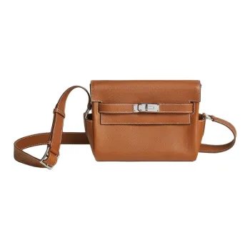 HERMES Kelly Calfskin Messenger Bag, Shoulder Bag Small Size Men's 34 Fauve Light Tawny