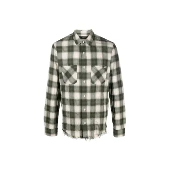 AMIRI Sunfaded Check Raw Cut Flannel Shirt