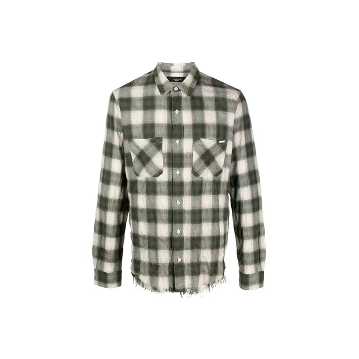 AMIRI Sunfaded Check Raw Cut Flannel Shirt-0