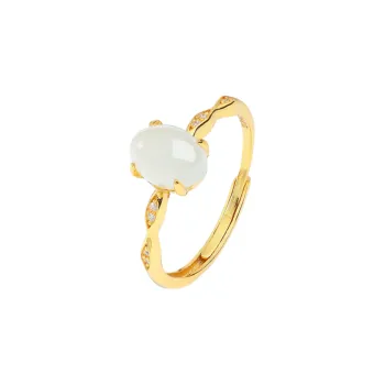 Oriental Jade Rings Pale Greenish White Jade Women's