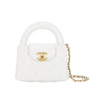 CHANEL Smooth Finish Wrinkle Calfskin Shoulder Bag, Crossbody Bag, Handbag Women's White