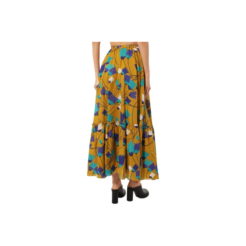 GUCCI SS21 Casual Long Skirts Women's Mustard Yellow-3