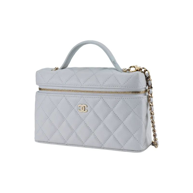 CHANEL Cow Leather Shoulder Bag, Crossbody Bag, Handbag Women's Light Gray-1