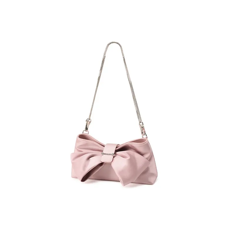 Muuluu Satin Shoulder Bag Regular Women's Cherry Blossom Pink/Wave Gray-3