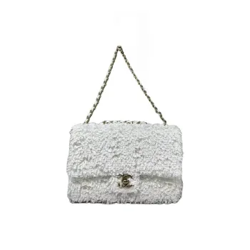 CHANEL Fringe Sequins Shoulder Bag Regular Women's White
