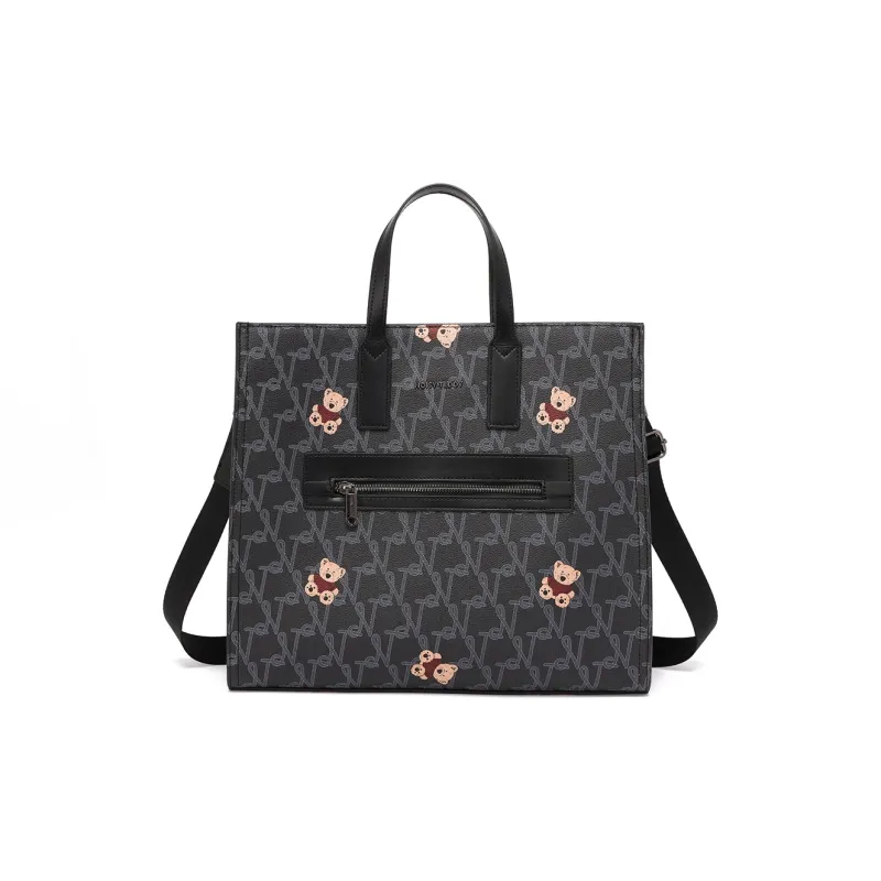 NOISY TEDDY PVC Tote Bag, Shopping Bag, Handbag Regular Women's Black Red/Black-8