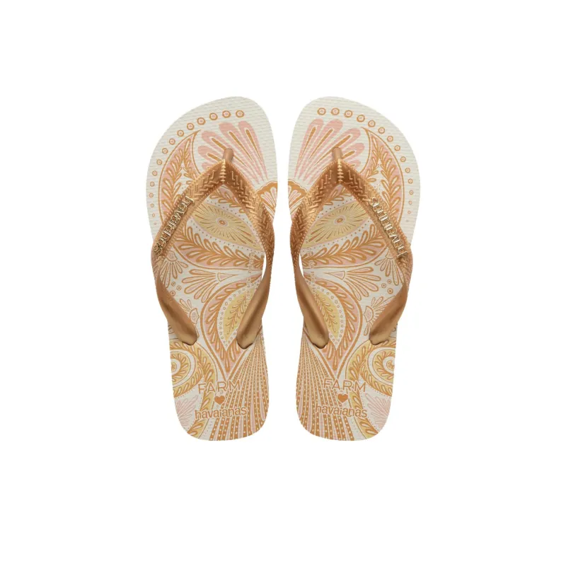 FARM RIO x Havaianas Rubber Sole Quick Dry Flip Flops Women's Gold-3