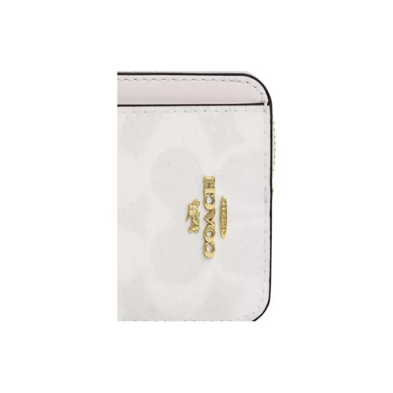 COACH Coated Canvas Card Holder Mini Women's White-2