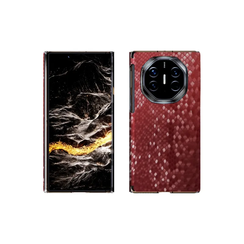 KAREN BURTON Genuine Leather Material Snake Year Limited Edition Phone Cases Compatible Huawei Mate X-6