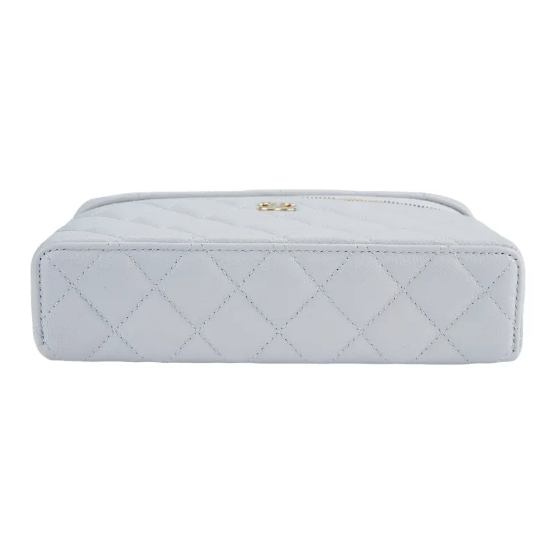 CHANEL Cow Leather Shoulder Bag, Crossbody Bag, Handbag Women's Light Gray-3