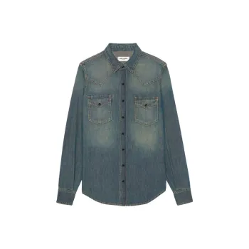 SAINT LAURENT Shirts Men Blue