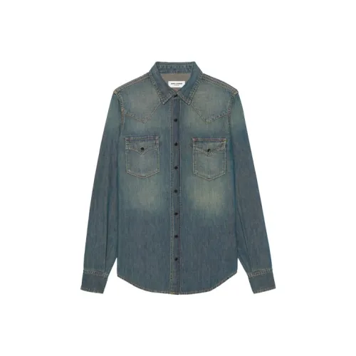 SAINT LAURENT Shirts Men Blue