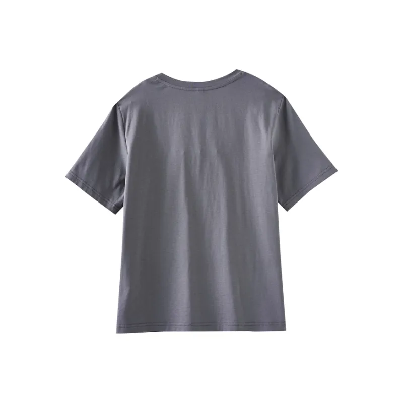 OUNIXUE Regular T Shirt Women's Gray-1