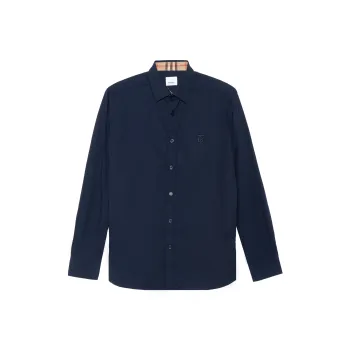 Burberry Slim Fit Monogram Motif Stretch Cotton Poplin Shirt