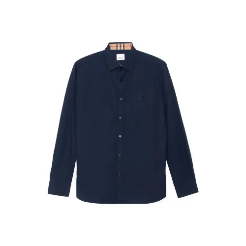 Burberry Slim Fit Monogram Motif Stretch Cotton Poplin Shirt