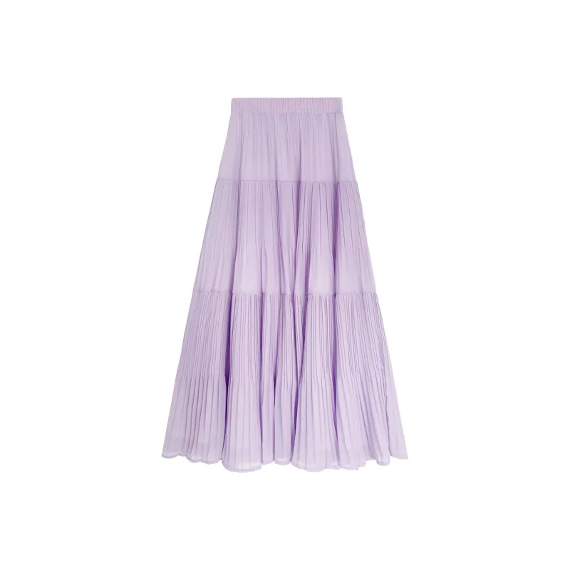 FOASIS Casual Long Skirt Women's Light Purple-1