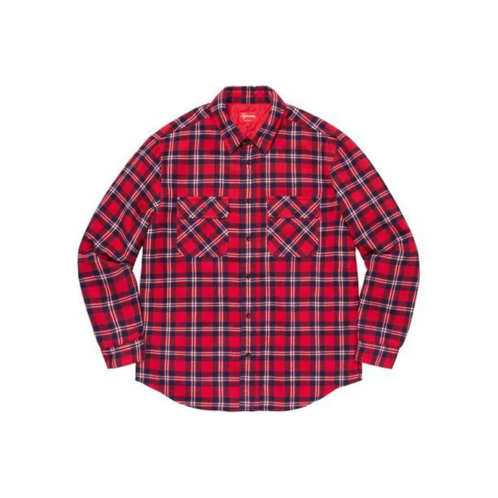 Supreme Arc Logo Quilted Flannel Shirt-0