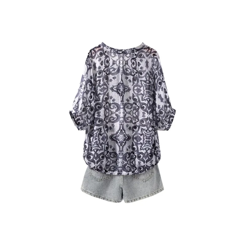 Cypress House Shirt Women's Black And Gray Pattern-1