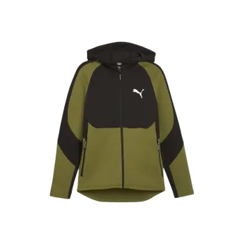 PUMA EVOSTRIPE Men's Full Zip Hoodie Sweatshirt Men's Olive Green
