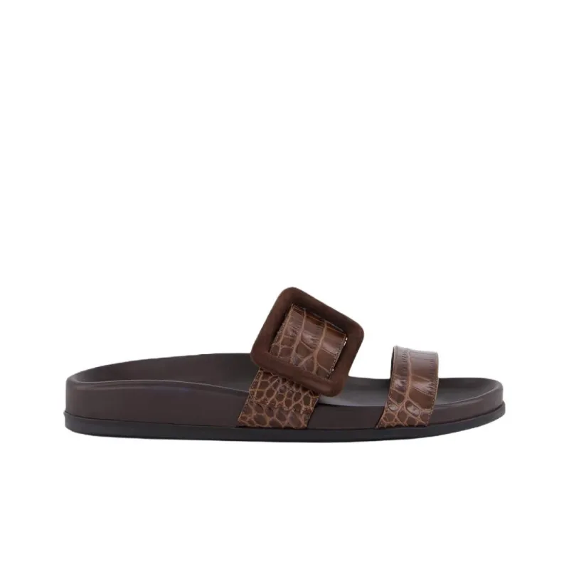 MANOLO BLAHNIK Slip Resistant Slide Slippers Women's Umber-1