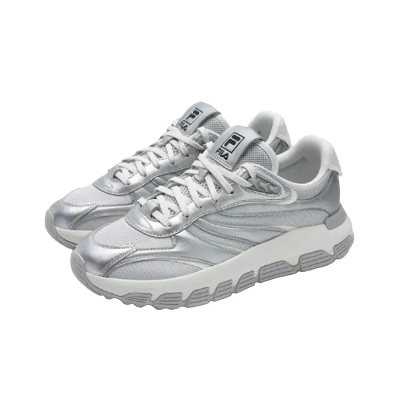 FILA RIBBON Anti Slip Wear Resistant Low Top Casual Shoes Women's Silver-1