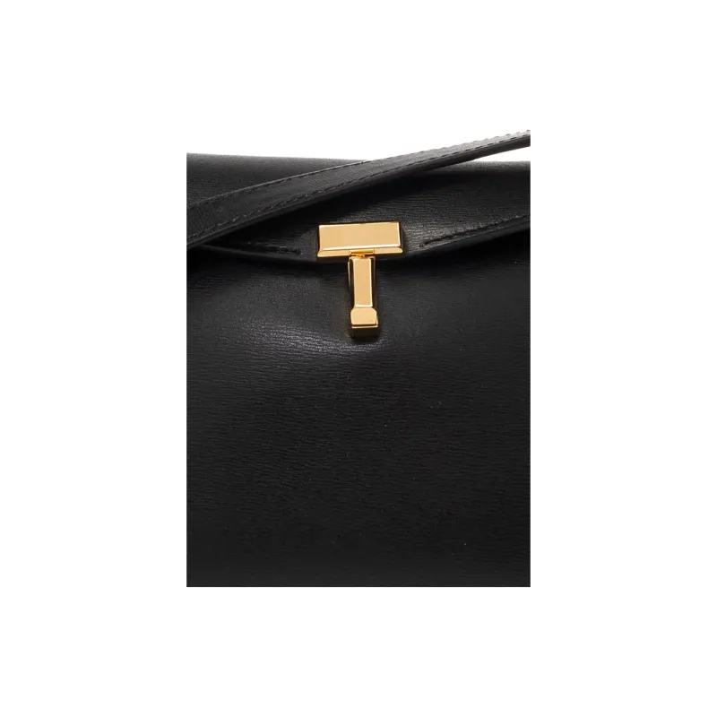 TOTEME T Lock Leather Crossbody Bag, Shoulder Bag Women's Black-3