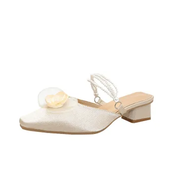 MCKP Rubber Sole Wrap toe Slippers Women's Apricot