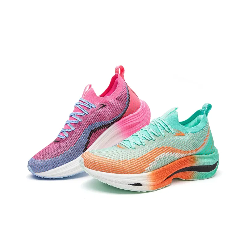 VOIT Running Shoes Unisex Low Top Left Green & Rose Red-2