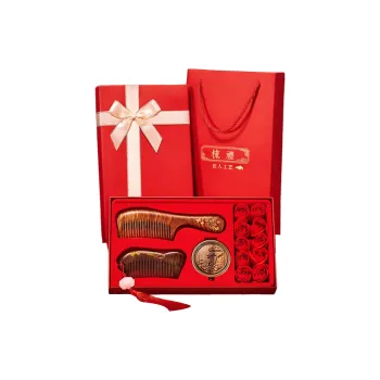 ANTINOB Tan Yun Double Comb With Floral Design Sandalwood Comb Portable