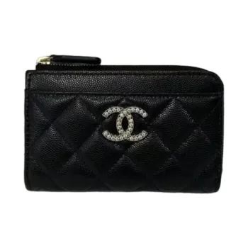 CHANEL Grained Calfskin Wallet Mini Women's Black