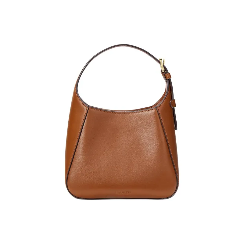 Ralph Lauren Cow Leather Handbag, Shoulder Bag Small Size Women's Brown Yellow-2