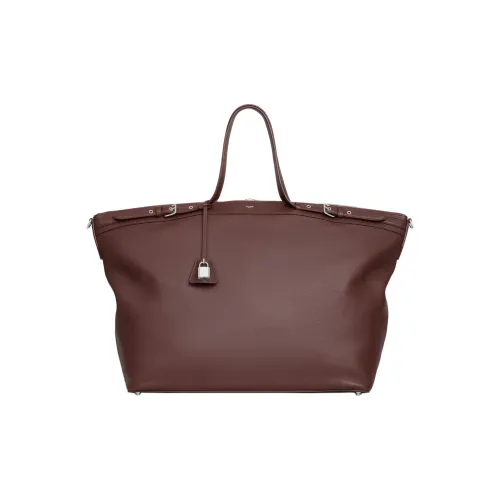 CELINE Soft Cow Leather Travel Bag Men's Chestnut