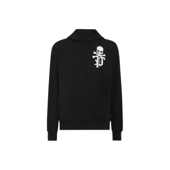 PHILIPP PLEIN Gothic Plein Logo flocked Cotton Hoodie