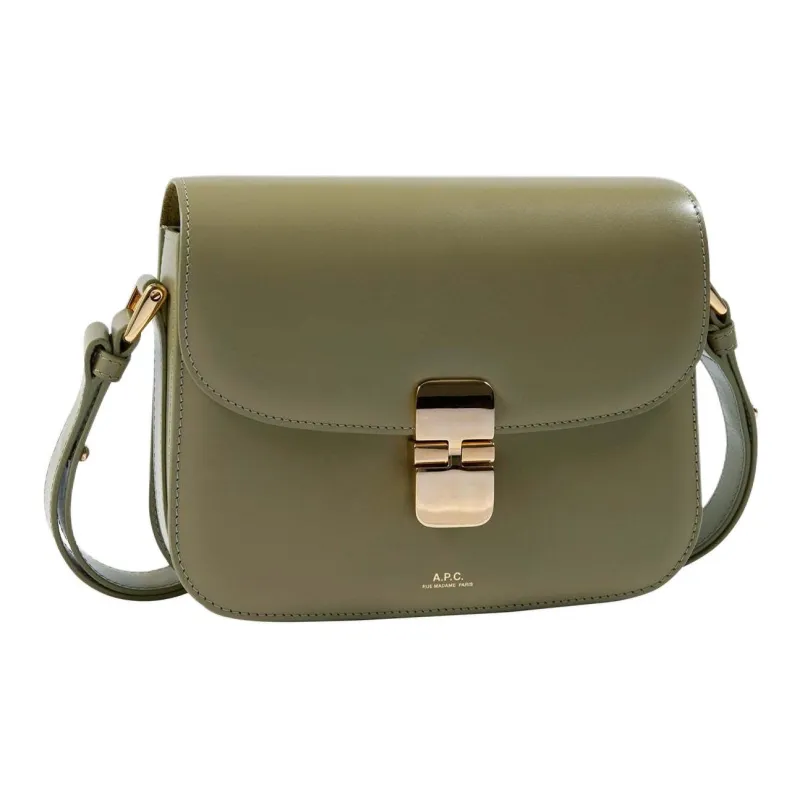 A.P.C Grace Cow Leather Shoulder Bag Trumpets Women's Clay Green-1