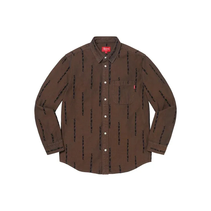 Supreme Logo Stripe Jacquard Denim Shirt-4