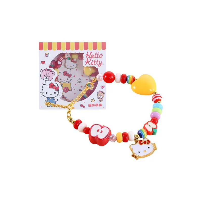 Sanrio/Hello Kitty Cute Cartoon Fun Beads Gift Box Set Dazzling Color Beaded Bracelet Lanyards-0
