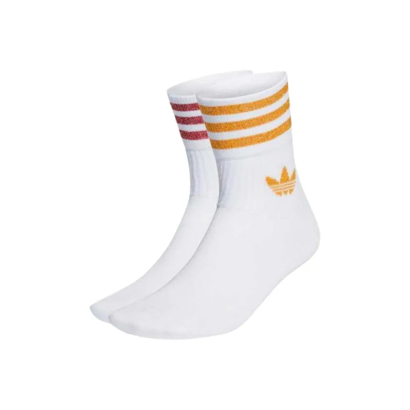 Adidas Originals Clover Series Mid Calf Socks Women's 2 Pack White-0