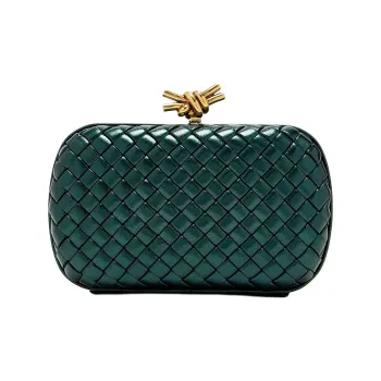 Bottega Veneta Knot Leather Clutch Women's Green