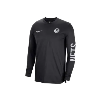 Nike x NBA Brooklyn Nets 2023/24 Authentic Pregame Long Sleeve Shooting Shirt T Shirt Men's Black