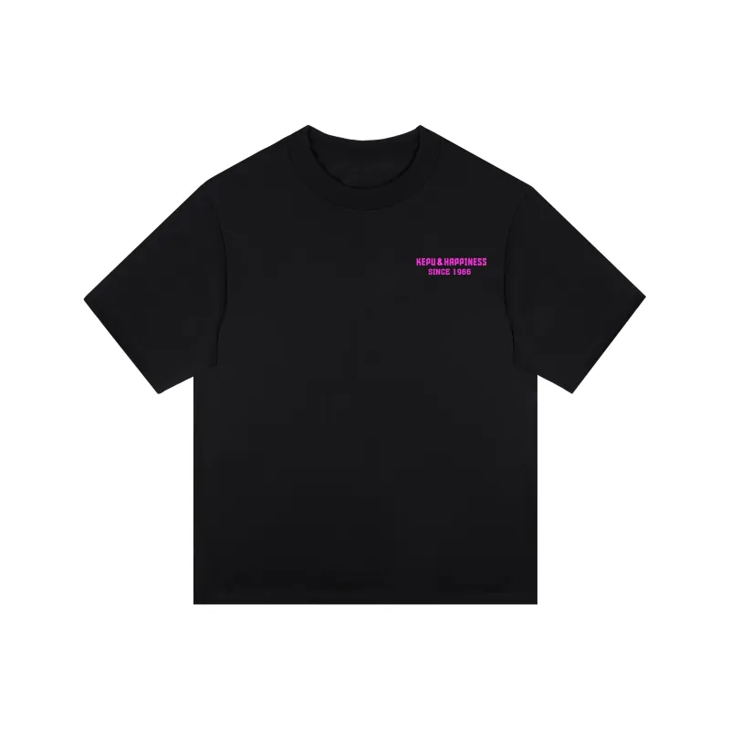 Kepu T Shirt Unisex Black Print Rose Red-1