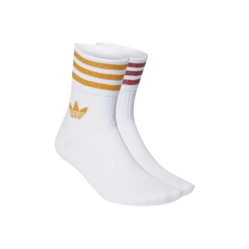 Adidas Originals Clover Series Mid Calf Socks Women's 2 Pack White-1