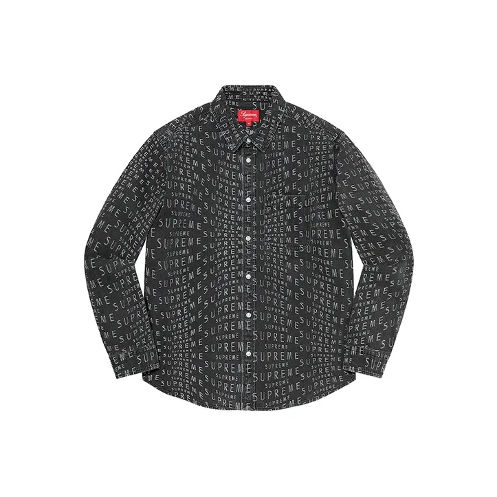 Supreme Warp Jacquard Logos Denim Shirt-0