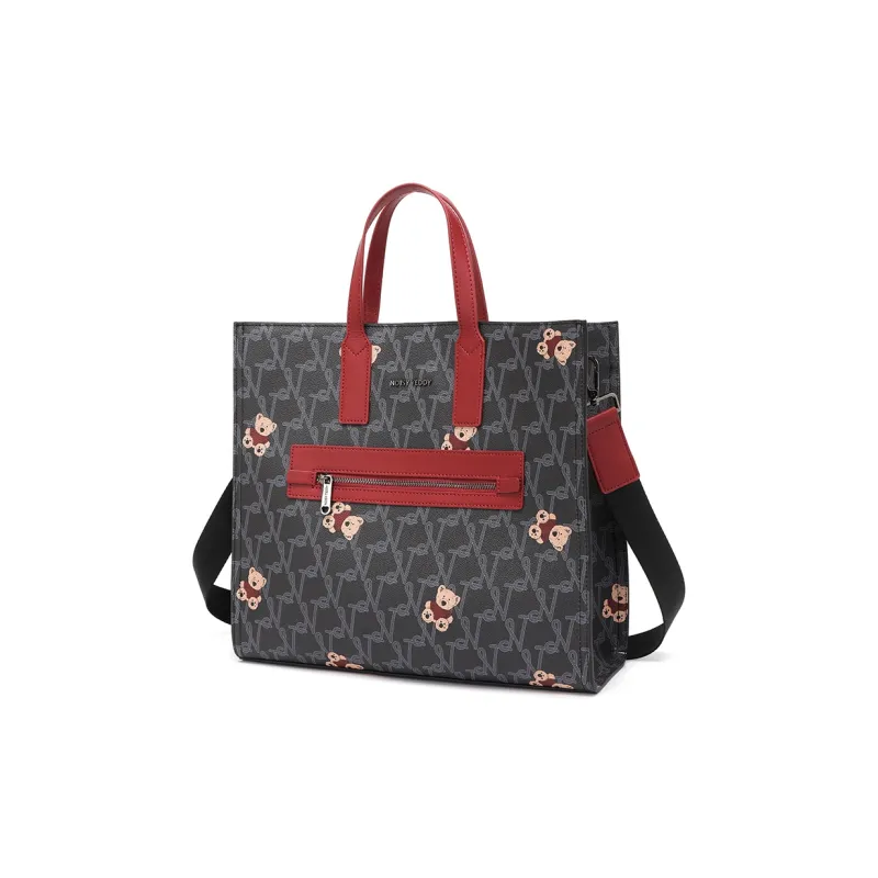 NOISY TEDDY PVC Tote Bag, Shopping Bag, Handbag Regular Women's Black Red/Black-3