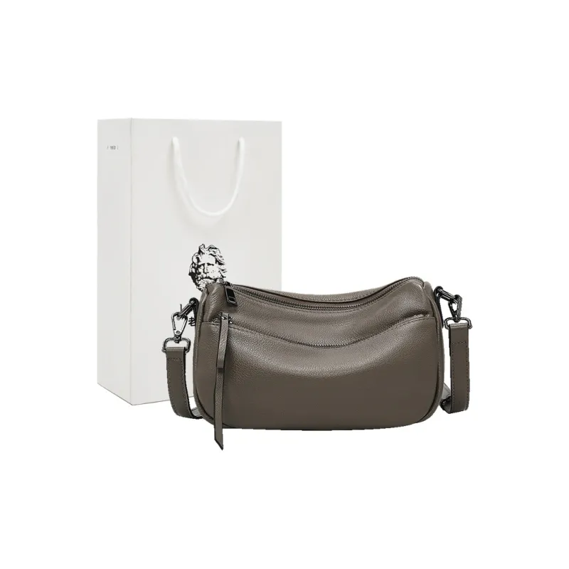 Old Man's Head Top Grain Cow Leather Shoulder Bag Women's Multicolor-0